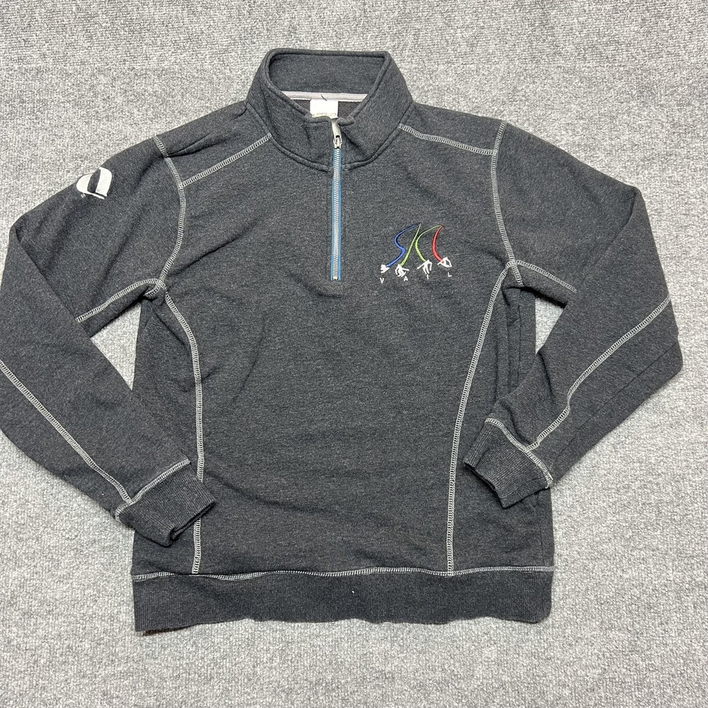 Crazy Shirts Sweatshirt Womens Small Gray 1/4 Zip Ski Vail Graphic Knit Pullover